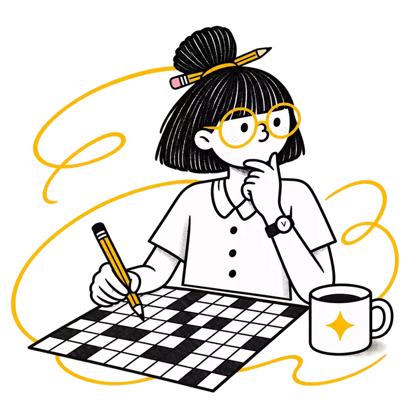 Woman solving a crossword